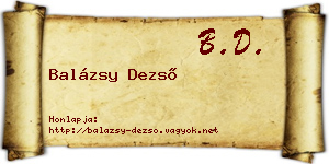 Balázsy Dezső névjegykártya